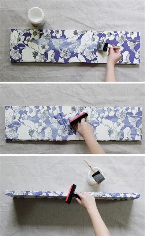 decoupage with fabric on metal|how to decoupage a wall.